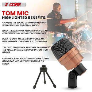 ไมโครโฟนกลองเบส 5 คอร์ แบบ XLR ไดนามิก คาร์ดิออยด์ เสียงเบสหนักแน่น ระดับมืออาชีพ โครงสร้างโลหะ - Product Image 5