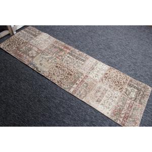 พรมตุรกีวินเทจ ขนาด 2.1x6.7 ฟุต (64x205 ซม.) ลายปะติดสีน้ำตาล - Product Image 3