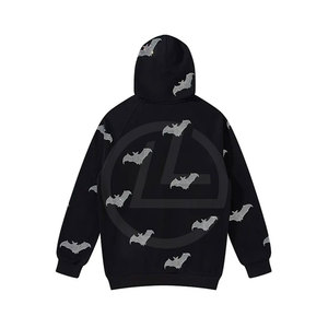Sudadera con capucha de lujo para hombre con calavera de diamantes de imitación y diseño de logotipo Loose Fit Streetwear para invierno - Product Image 2