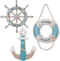 2024 Nouvelle Collection Roue de bateau nautique avec ancres et poignées en laiton-Suspension murale décorative pour la maison Pirate disponible à faible coût