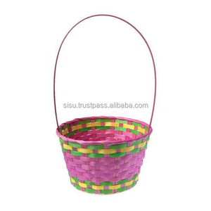 Panier de rangement de Pâques en bambou naturel vert et rouge, artisanal et éco-responsable, fabriqué sur mesure par Sisu Handicraft - Product Image 5