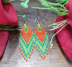 Pendientes Largos de Alta Calidad, Ligeros, Hechos a Mano, con Cuentas de Semillas, Estilo Floral, Bordado de Poliéster Intrincado, para Mujer - Product Image 3