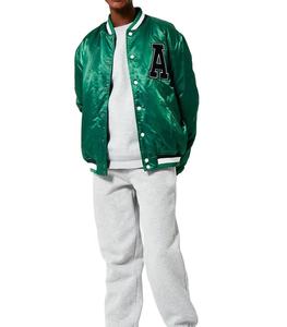 Chaquetas Bomber de Satén Personalizadas OEM para Hombre, Chaqueta Varsity de Béisbol con Logotipo Personalizado, Cuello Alto, Invierno - Product Image 3