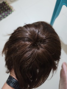 ระบบผมทดแทนคุณภาพสูง Q6 แบบปิดหน้าผากด้วยลูกไม้สำหรับผู้ชาย ผมอินเดียแบบลอนลึก ผิวบาง PU ผมแท้แบบเรมี่ ฟอกสี ผมหยิกตรง - Product Image 6