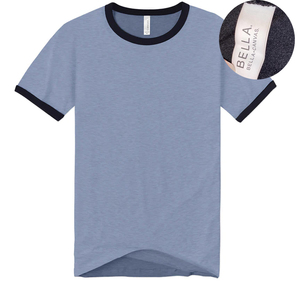 Bella toile sonnerie Logo personnalisé t-shirt sonnerie t-shirt col rond couleur bloc basique été décontracté court t-shirts - Product Image 5