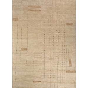 Alfombras Clásicas de Lana de Tomillo Color Marfil, Anudadas a Mano, con Patrón Geométrico para Sala de Estar o Dormitorio para Adolescentes - LCA-1517 - Product Image 1