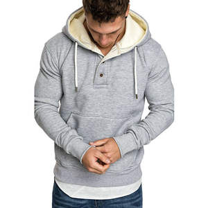Sweat à capuche en molleton 100% coton brodé pour homme, chaud pour l'hiver, manches longues, uni, décontracté, streetwear - Product Image 4
