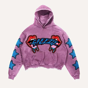 2025 nouveau sweat à capuche personnalisé imprimé peint à la main hommes et femmes populaire lâche hip-hop Y2k K Pop sweat adolescent surdimensionné à capuche - Product Image 2