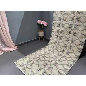 Vintage Rug, 3.3x10 ft <b>Runner</b> Rug, <b>Green</b> Brown Wool Rug - Product Image 2