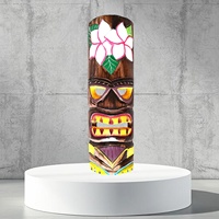 Handgeschnitzte Bunte Holz-Tiki-Maske 30 cm Hawaiianische Polynesische Stammes-Wandkunst Handgefertigte Hängedekoration