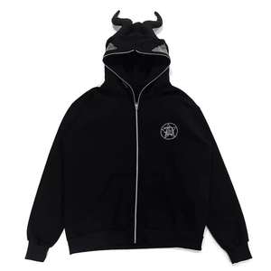 ผู้ผลิต OEM เสื้อฮู้ดดี้ผ้าฝ้ายฟอกกรดแบบเฟรนช์เทอร์รี่ คุณภาพพรีเมียมสำหรับผู้ชาย ซิปหน้า 450 GSM เสื้อกันหนาว ปักโลโก้ตามสั่ง - Product Image 4