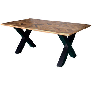 Mesa de Comedor Moderna de Estilo Industrial con Forma de X, de Madera y Metal, Impermeable, para Hogar, Entrada y Hoteles - Product Image 1