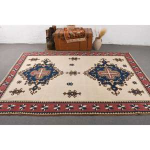 Vintage 0.6x9.5 ft Rug, <b>Runner</b> Turkish Rug, <b>Red</b> Blue Patchwork Rug - Product Image 3
