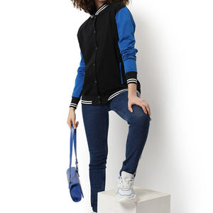 Blouson bomber à manches longues respirant personnalisé pour femmes Automne Hiver Grande taille Tissu imprimé en laine Col montant Broderie extérieure - Product Image 2