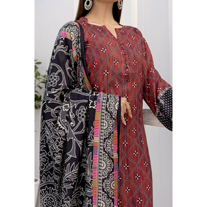 Ensemble trois pièces pour femme Shalwar Kameez brodé, Kurta en coton et soie, pantalon confortable à séchage rapide, magnifique Dupatta pour fêtes et mariages - Product Image 5