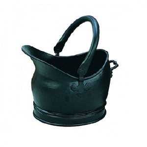 Fireplace Coal Bucket in Black Powder Coated <b>Metal</b> With Handle Perfect for <b>Firepit</b> Accessories and Home Storage Solutions - Product Image 1