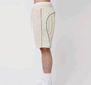 กางเกงขาสั้นชายหาดสไตล์ไฮสตรีทสำหรับผู้ชายกางเกงขาสั้นผ้าฝ้ายมีเชือกผูกน้ำหนักเบาระบายอากาศได้ดีในฤดูร้อนสีพื้นเย็นและทันสมัย - Product Image 3