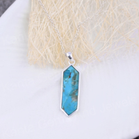 Colgante Unisex de Plata de Ley 925 con Turquesa Natural de Arizona, Forma Elegante, Engaste en Bisel, Estilo Bohemio, Hecho a Mano, de la Mejor Calidad, Gran Venta