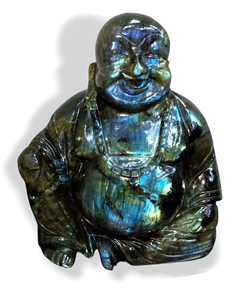 Labradorite Laughing Buddha Gemstone Crystal Carving Art Decor Semi precious stone gift decor Healing crystal - Product Image 6