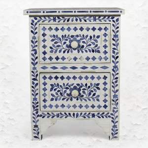 Incrustaciones de hueso ÚNICA tradición artesanal contemporánea personalizada y Floral Mesita de noche Gabinete Incrustaciones de hueso Sala de estar DE LA India - Product Image 4