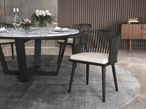 Silla de Madera de Teca Marcelino, Silla de Comedor Moderna de Madera de Teca Sólida con Cojín y Acabado Negro - Product Image 5