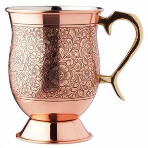 Mug à Moscow Mule en cuivre pur martelé artisanal avec couvercle et design en relief pour la maison, la cuisine, le bar, prix de gros - Product Image 6