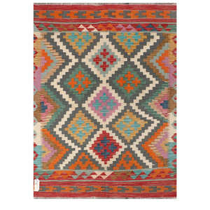 Alfombra Kilim de Maimana, Afganistán, 200 x 146 cm, Juego de Alfombras - Product Image 1