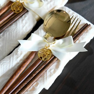 Sophisticated <b>Gold</b> Head Wooden Handle <b>Cutlery</b> <b>Set</b> for Curated Dining Spaces Fine Hosting and Festive Decor From India - Product Image 3
