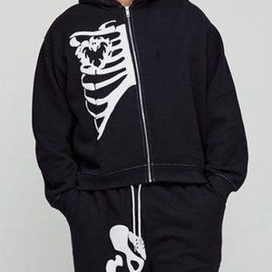 Custom Oversized Rhinestone Tracksuits Baggy Style Acid Washed Tracksuits Zip up Hoodie and <b>Sweatpants</b> <b>Set</b> for Men - Product Image 4