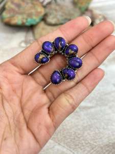 Handmade Natural Purple Dahlia Turquoise <b>925</b> Sterling <b>Silver</b> Adjustable Fine Jewelry <b>Ring</b> Unique Statement Jewelry For Women - Product Image 3