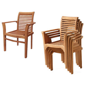 Patio Jardin Bois de teck Indonésie Chaises empilables Mobilier d'extérieur - Product Image 4