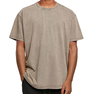 OEM <b>Acid</b> Wash Vintage Style Knitted 100% Cotton Anti-Pilling Oversized Casual T-Shirts for Men with <b>Drop</b> Shoulder O-Neck - Product Image 6