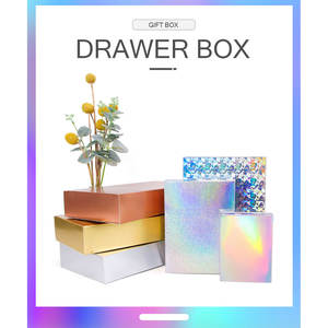 Caja de regalo de cartón láser dorado, plateado y dorado rosa, caja de fiesta navideña, joyero extraíble, envoltura de caramelo de Chocolate - Product Image 2