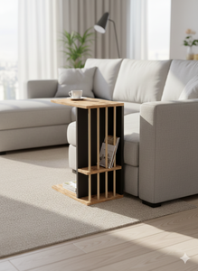 Mesa de Centro Blanca Estilo Europeo en Forma de C con Estante de Almacenamiento |   Estructura Metálica |   Mesa Auxiliar de Madera con Estante |   Fábrica Mayorista OEM - Product Image 6