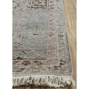 Tapis en laine afghane noué à la main Viscaya, motif médaillon rose et violet, forme puzzle rectangulaire pour couloir et salon - EA-3063 - Product Image 4