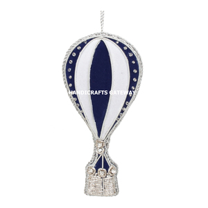 Manufacturer And Exporter Of Christmas Decoration Ornament With Zari Embroidery And Bead Work <b>Balloon</b> Shape For Tree Decoration - Product Image 1