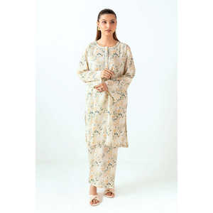 Conjunto de Dos Piezas para Mujer, Estilo Bohemio, Color Beige, Estampado Ondulado, Tallas XXS/XS/XL, Crepé, para Primavera/Verano - Product Image 2