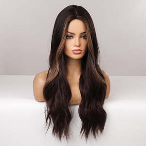 Perruques bouclées longues de 26 pouces pour femmes avec mèches brunes et blondes, dentelle transparente pour usage quotidien ou cosplay - LC6155-1 - Product Image 4