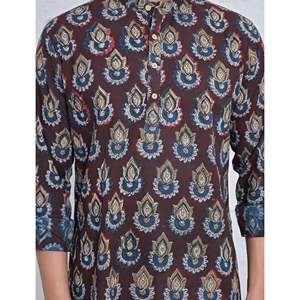 เสื้อคุर्ตาผ้าฝ้ายพิมพ์ลายลำลองสำหรับผู้ชาย แขนยาว ผ้าป๊อปลิน ระบายอากาศได้ดี ลายดอกไม้ - Product Image 2