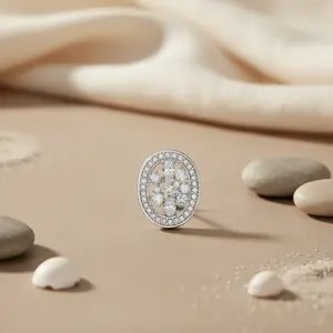 Pendentif en or rose fait main avec charme en CZ pour femme, cadeau de bijoux fins - Product Image 1