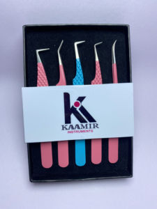 Pince à épiler professionnelle 5 pièces en acier inoxydable ensemble OEM ODM vente en gros avec pointes inclinées et pointues de précision - Product Image 3