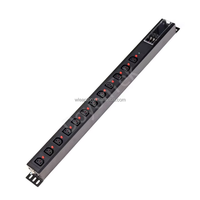 DoyonTek Metal 1U IEC C13/C19 Rack PDU avec 12 prises, fonction d'éclairage et de verrouillage pour les centres informatiques et les centres de données IDC