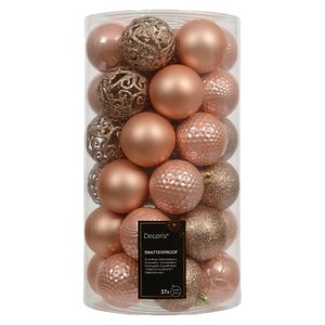 Juego de 37 Bolas de Navidad de Plástico Color Durazno (6cm) para Decoración del Hogar Amicasa, Adornos para Árbol de Navidad 9022581 - Product Image 1