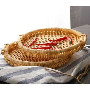 ถาดหวายไม้ไผ่ทำด้วยมือถาดหวายพร้อมหูหิ้วถาดตัดอาหารผนังสูงทำด้วยมืออเนกประสงค์ - Product Image 1