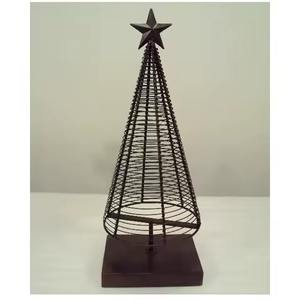 Escultura de Árbol de Navidad de Metal Moderno de Calidad Creativa, Base de Madera, Ecológica, Duradera, Decoración de Lujo para el Hogar para Bodas - Product Image 6