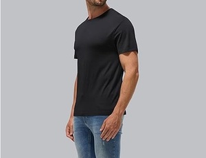 Len Merino ngoài trời nhanh chóng làm khô ngắn tay Vòng cổ màu đen mỏng phù hợp với Boxy phù hợp với giản dị chạy đi bộ đường dài T-Shirt thoáng khí - Product Image 2