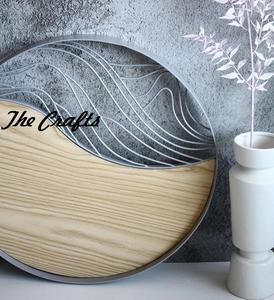 Plateau alimentaire rond en chocolat avec un plateau de service en fer et en bois de qualité supérieure pour les accessoires d'hôtel - Product Image 3