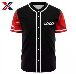 Tenue d'équipe de baseball personnalisée de haute qualité 100 % polyester, respirante, anti-UV, évacuant l'humidité, couleurs personnalisées, logo, nom de l'équipe - Product Image 1