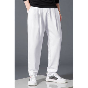 Pantalon décontracté à jambe droite en polyester léger et extensible avec cordon de serrage élastique à la mode Service OEM en vrac - Product Image 1