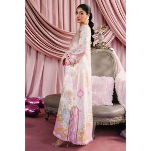 Caftán Romántico Elowen de Organza con Corte en A, Escote en V, Manga con Volantes y Estampado Floral Hecho a Mano - Product Image 6